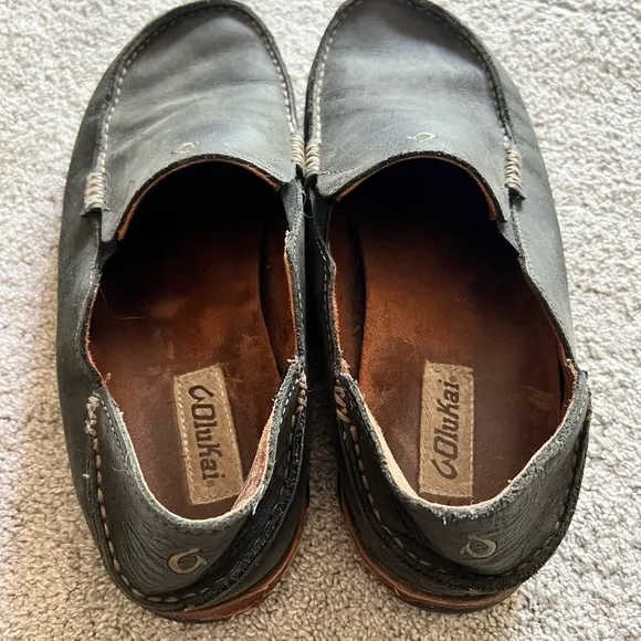 Olukai Shoes Mens Size 10 Leather Moloa Slip On Loafers Casual Comfort