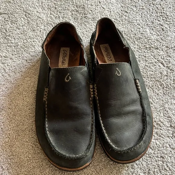 Olukai Shoes Mens Size 10 Leather Moloa Slip On Loafers Casual Comfort