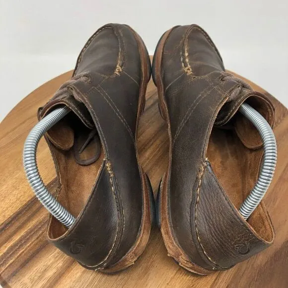 Olukai Ohana Lace Up Nubuck Mens Size 9 Brown Leather Casual Comfort Shoes