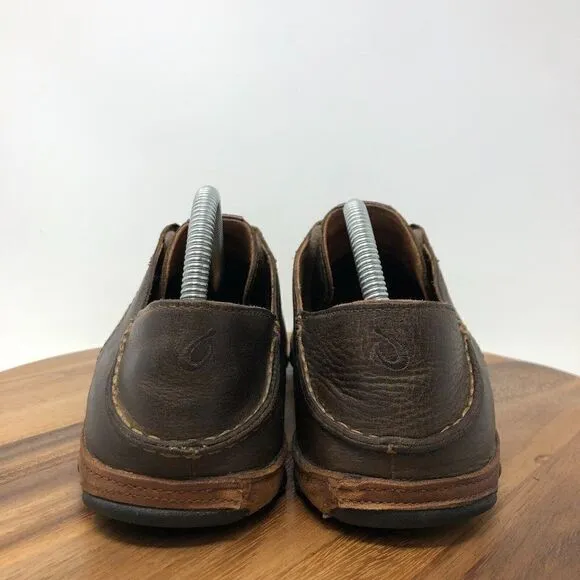 Olukai Ohana Lace Up Nubuck Mens Size 9 Brown Leather Casual Comfort Shoes
