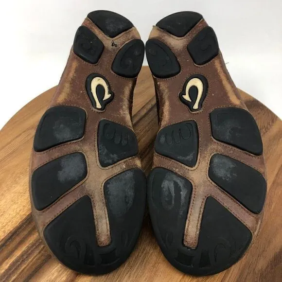 Olukai Ohana Lace Up Nubuck Mens Size 9 Brown Leather Casual Comfort Shoes