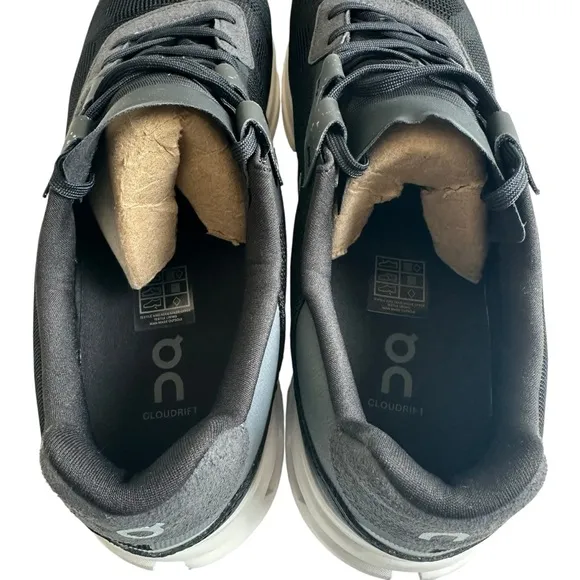 On Cloud Cloudrift Men’s Shoes Black White Size 11.5 Sneakers Breathable Lace Up