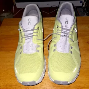 On Cloud Running shoes in mens size 14 in a neon yellow/green color. NWOB.