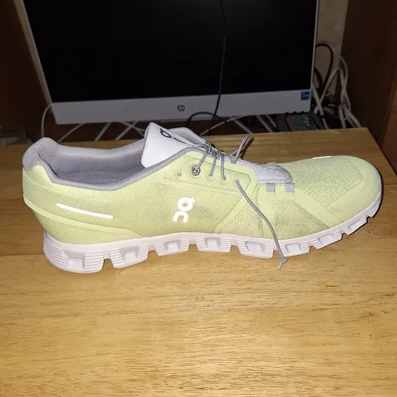 On Cloud Running shoes in mens size 14 in a neon yellow/green color. NWOB.