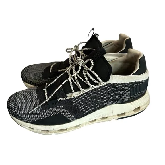 On Running Cloudnova Black White Sneakers Tennis Shoes Athletic Active Size 13