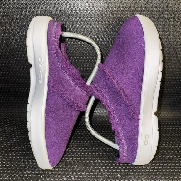 Oofos OOcoozie Slippers Comfort Fleece Recovery Slip On Purple Shoe Size 10