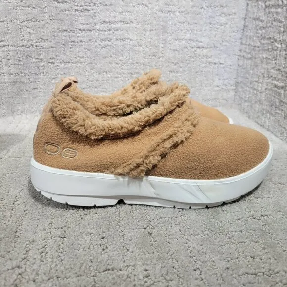 Oofos OOcoozie Womens Size US 9 Brown Low Top Comfort Fleece Slip On Shoes