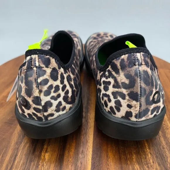 Oofos Oomg Eezee Shoes Women 8.5 Black Cheetah Comfort Recovery Slip On Sneakers