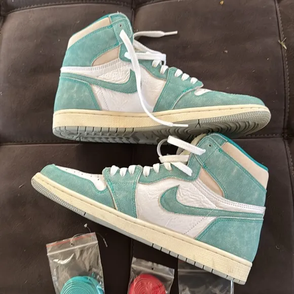 Open to offers Air Jordan High OG Sneakers in Teal and White