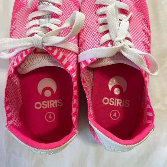 Osiris Girls Hot Pink White Mesh Breathable Skateboard Shoes | Size 4