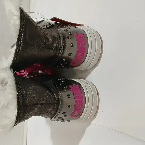 Osiris Silver and Pink High-Top Sneakers