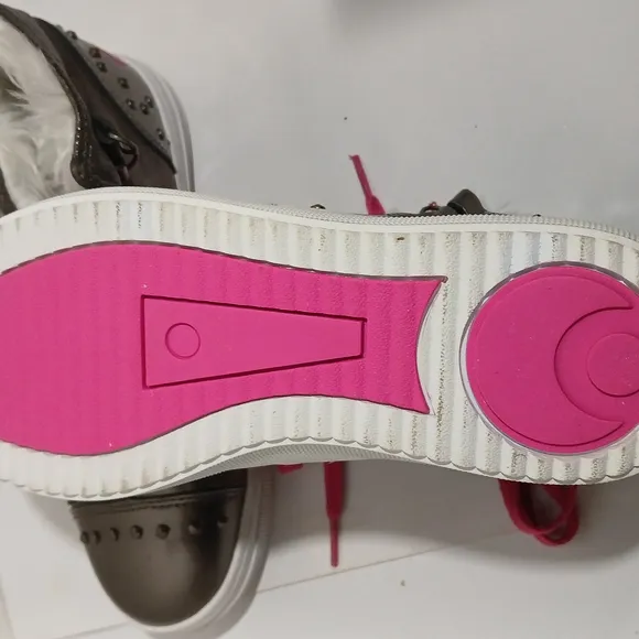 Osiris Silver and Pink High-Top Sneakers