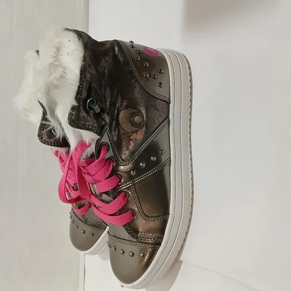 Osiris Silver and Pink High-Top Sneakers