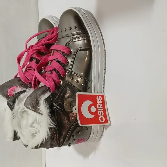 Osiris Silver and Pink High-Top Sneakers