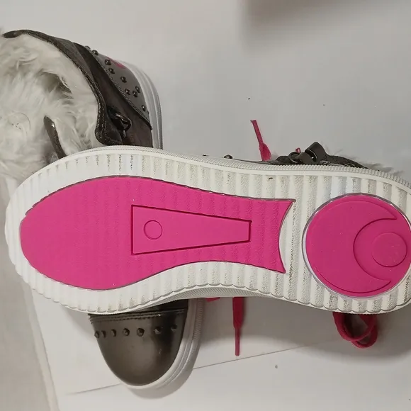 Osiris Silver and Pink High-Top Sneakers