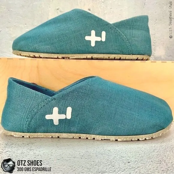 OTZ SHOES OTZ-300GMS ESPADRILLES IN MAUI BLUE COURSE LINEN WITH CORK SIZE EU 36