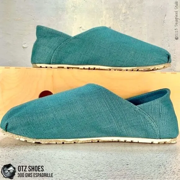 OTZ SHOES OTZ-300GMS ESPADRILLES IN MAUI BLUE COURSE LINEN WITH CORK SIZE EU 36