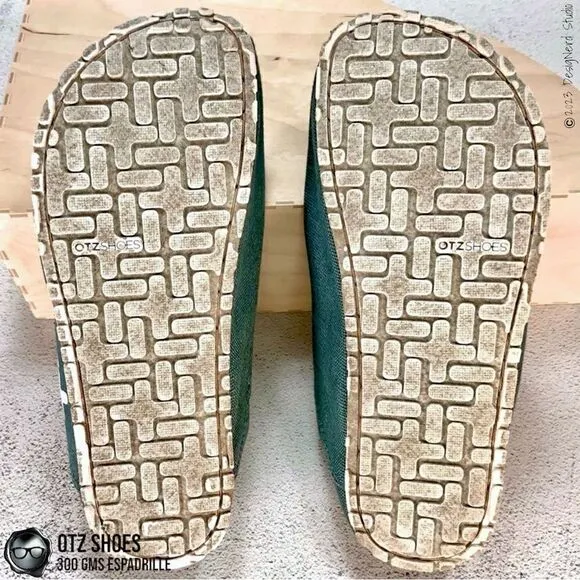 OTZ SHOES OTZ-300GMS ESPADRILLES IN MAUI BLUE COURSE LINEN WITH CORK SIZE EU 36