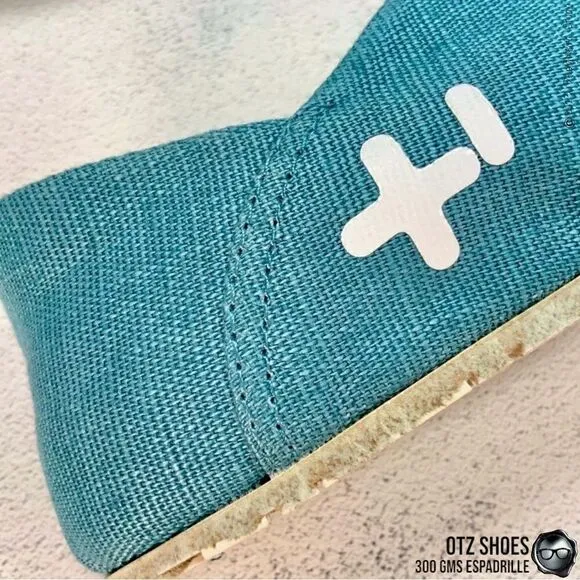OTZ SHOES OTZ-300GMS ESPADRILLES IN MAUI BLUE COURSE LINEN WITH CORK SIZE EU 36