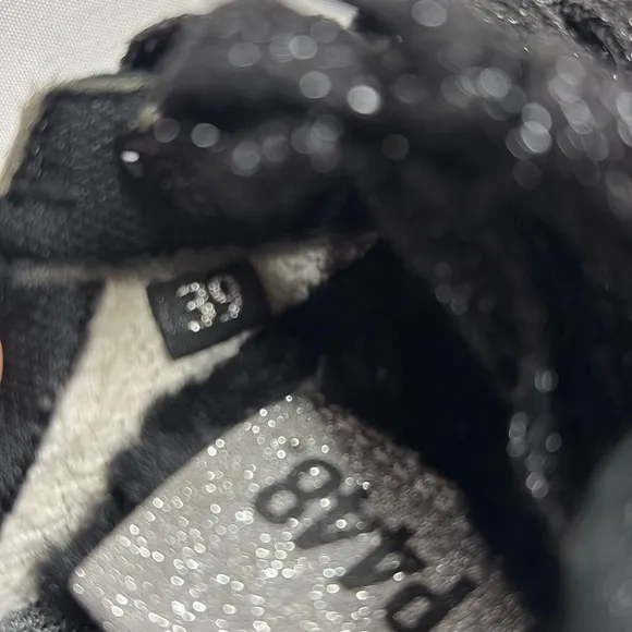P448 Jackson Badia Sneakers Leather Faux Fur Glitter Black/Silver Size 39 EU