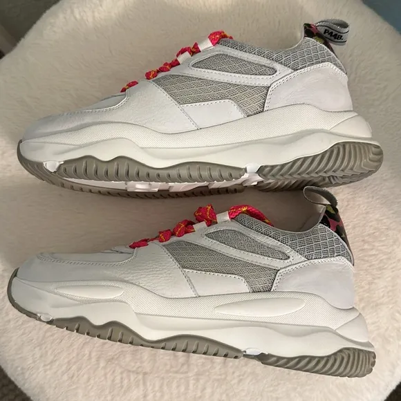 P448 Luke White Pink Leopard Gray Chunky Sneakers