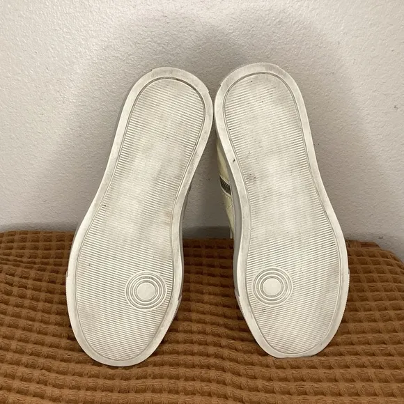 P448 'Star 2.0' Mid Top Sneakers Pearl Snake Women’s‎ Sz 37 US 7 White Side Zip