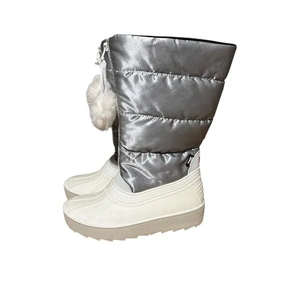 Pajar  Fay Tall Quilted Waterproof Silver Winter Boots US 7 NWOT