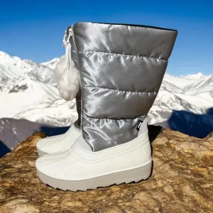 Pajar  Fay Tall Quilted Waterproof Silver Winter Boots US 7 NWOT