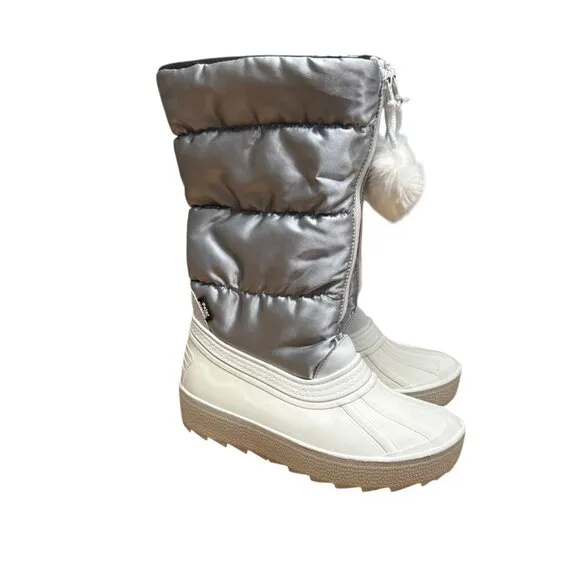 Pajar  Fay Tall Quilted Waterproof Silver Winter Boots US 7 NWOT