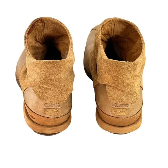 Patagonia Addie Ruffle Artisans Gold Suede Leather Slouchy Boots Womens 10.5