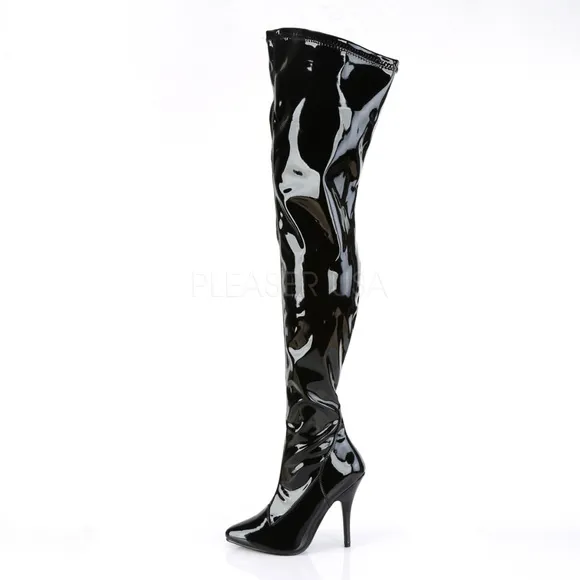 Patent Pointed Toe Thigh High Heel Boots