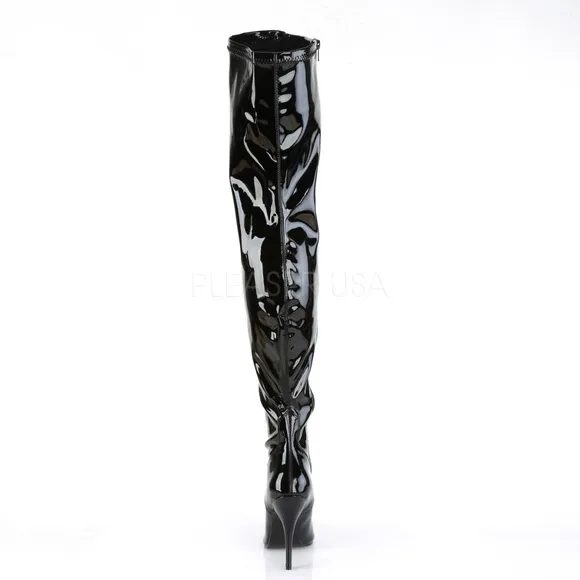 Patent Pointed Toe Thigh High Heel Boots