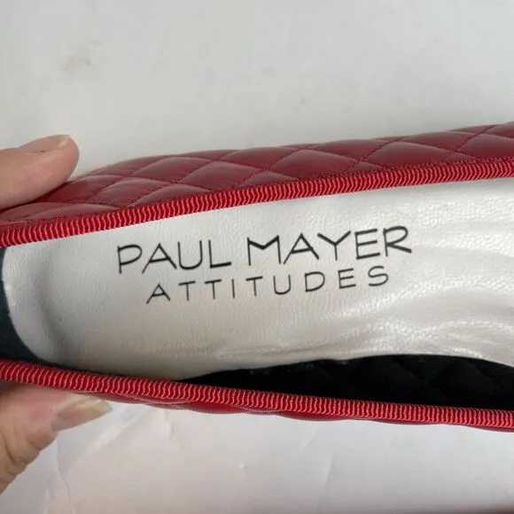 Paul Mayers Attitudes Cozy Red Bow Quilted Ballet Flats Shoes NIB Size 9 B