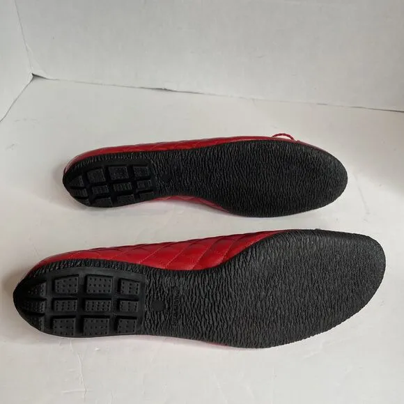 Paul Mayers Attitudes Cozy Red Bow Quilted Ballet Flats Shoes NIB Size 9 B