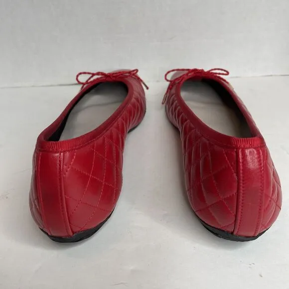 Paul Mayers Attitudes Cozy Red Bow Quilted Ballet Flats Shoes NIB Size 9 B