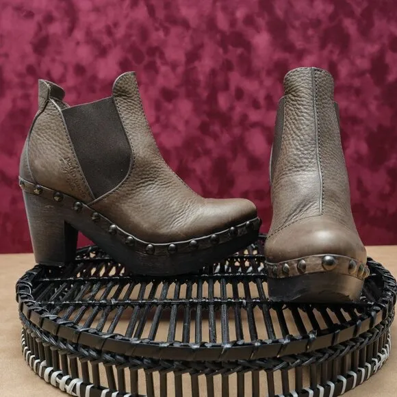 Pedro Garcia Women Brown Leather Studded Platform Heel Ankle Boots sz 6US EUR37