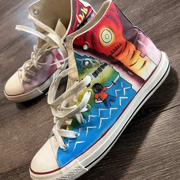 Percy Jackson Custom High-Top Sneakers with Colorful Art work size 9