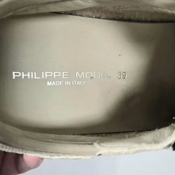 Philippe Model Python Eze Sneakers Women's 39 US 8.5 Beige Gray Leather Chunky