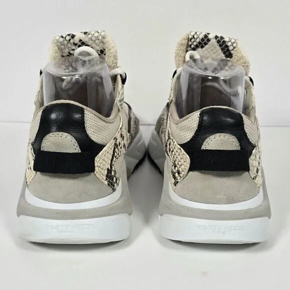 Philippe Model Python Eze Sneakers Women's 39 US 8.5 Beige Gray Leather Chunky