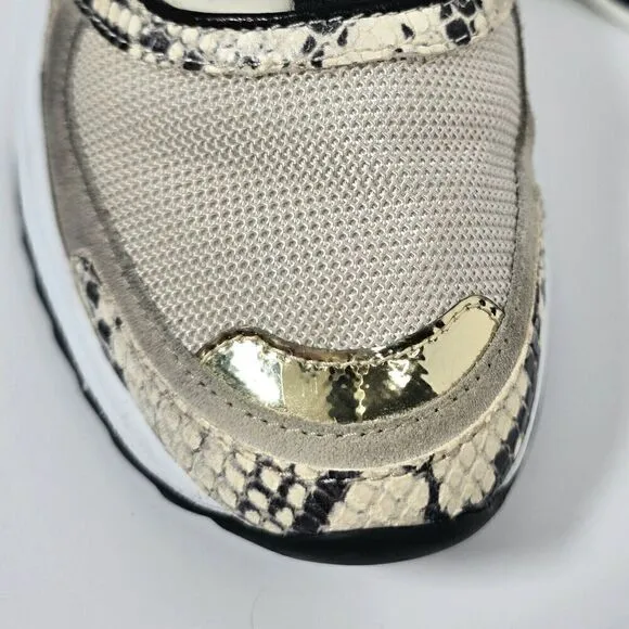 Philippe Model Python Eze Sneakers Women's 39 US 8.5 Beige Gray Leather Chunky