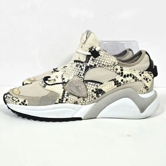 Philippe Model Python Eze Sneakers Women's 39 US 8.5 Beige Gray Leather Chunky