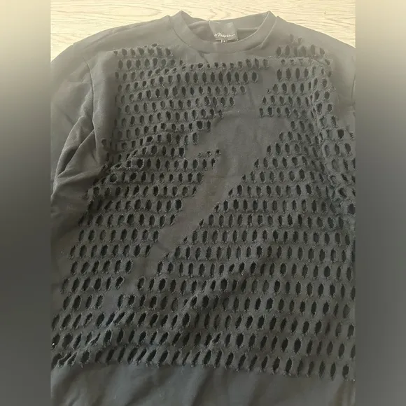 Phillip Lim Lightning Bolt Cutout Pullover Sweater Size S Black Oversized