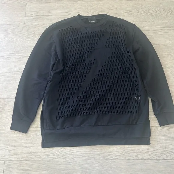 Phillip Lim Lightning Bolt Cutout Pullover Sweater Size S Black Oversized