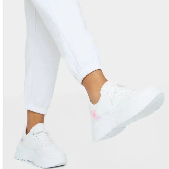 PLT White chunky holographic sneakers