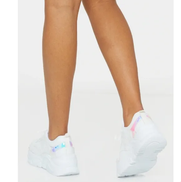 PLT White chunky holographic sneakers