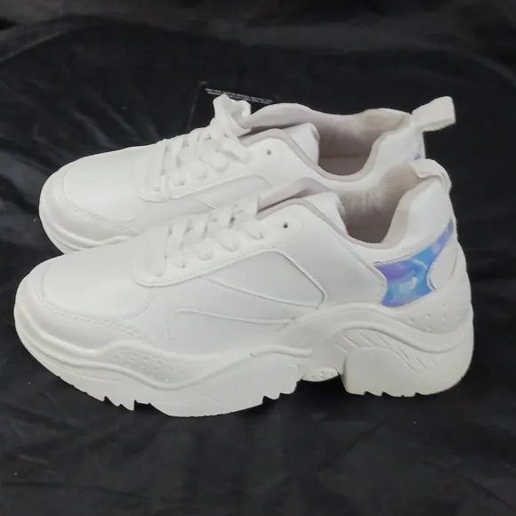 PLT White chunky holographic sneakers