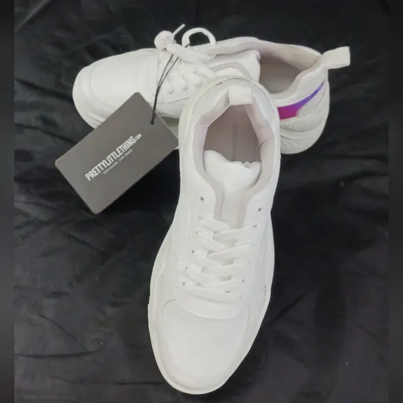 PLT White chunky holographic sneakers