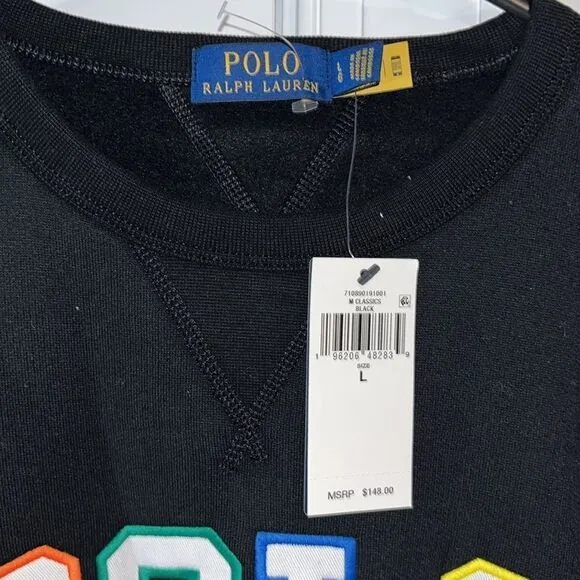 Polo Bear by Ralph Lauren Rainbow Sewn Raised Spell Out Letter Fleece Sweatshirt