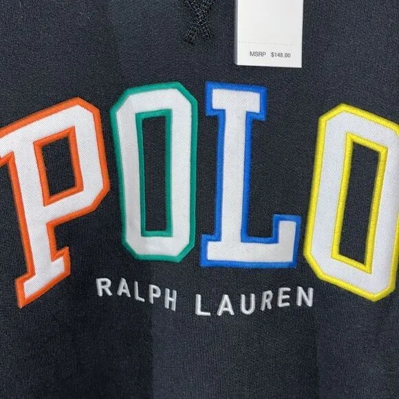Polo Bear by Ralph Lauren Rainbow Sewn Raised Spell Out Letter Fleece Sweatshirt
