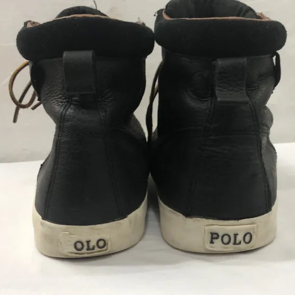 Polo Black Leather High-Top Sneakers Size 12D